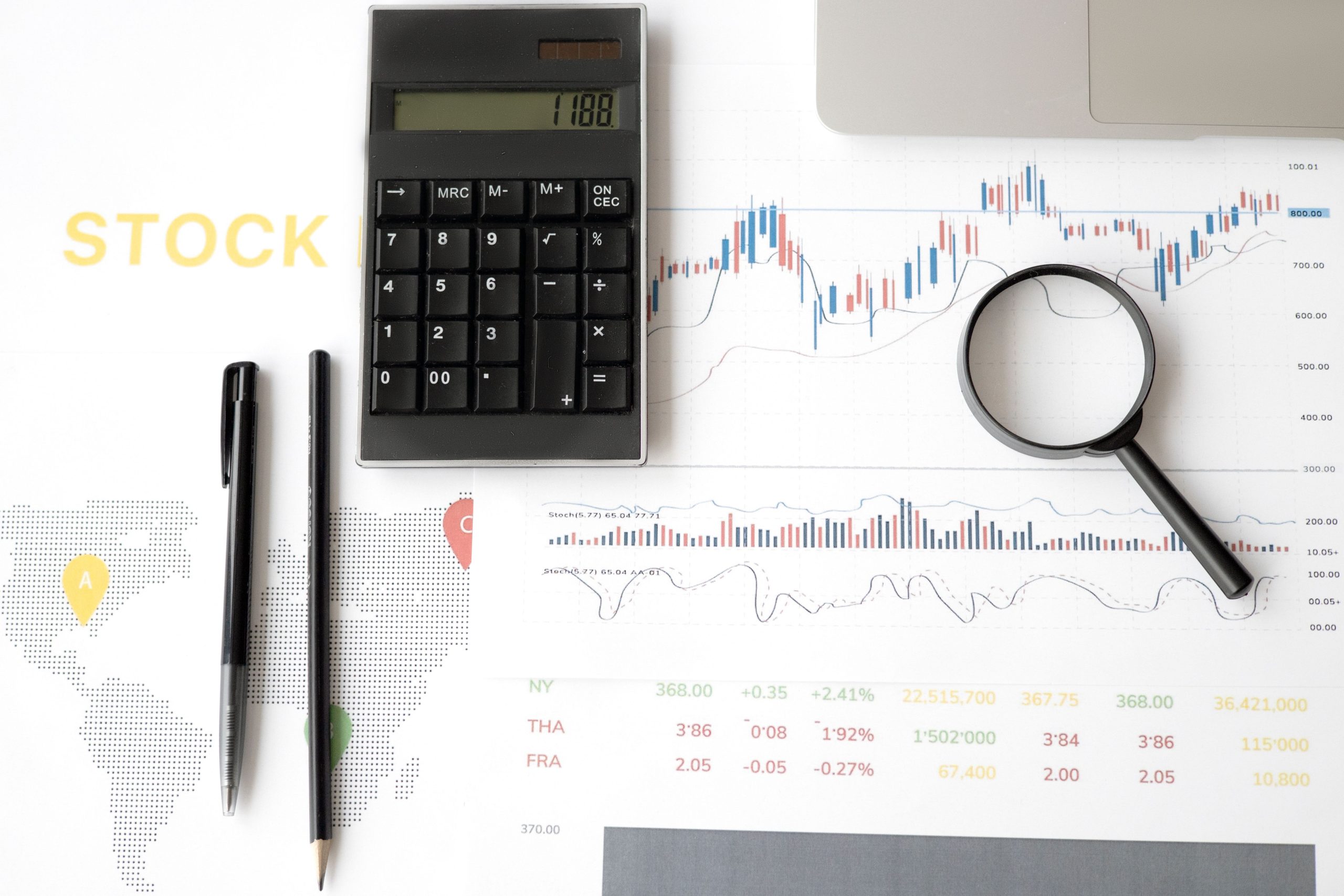 Outils analyse boursière calculatrice graphiques loupe