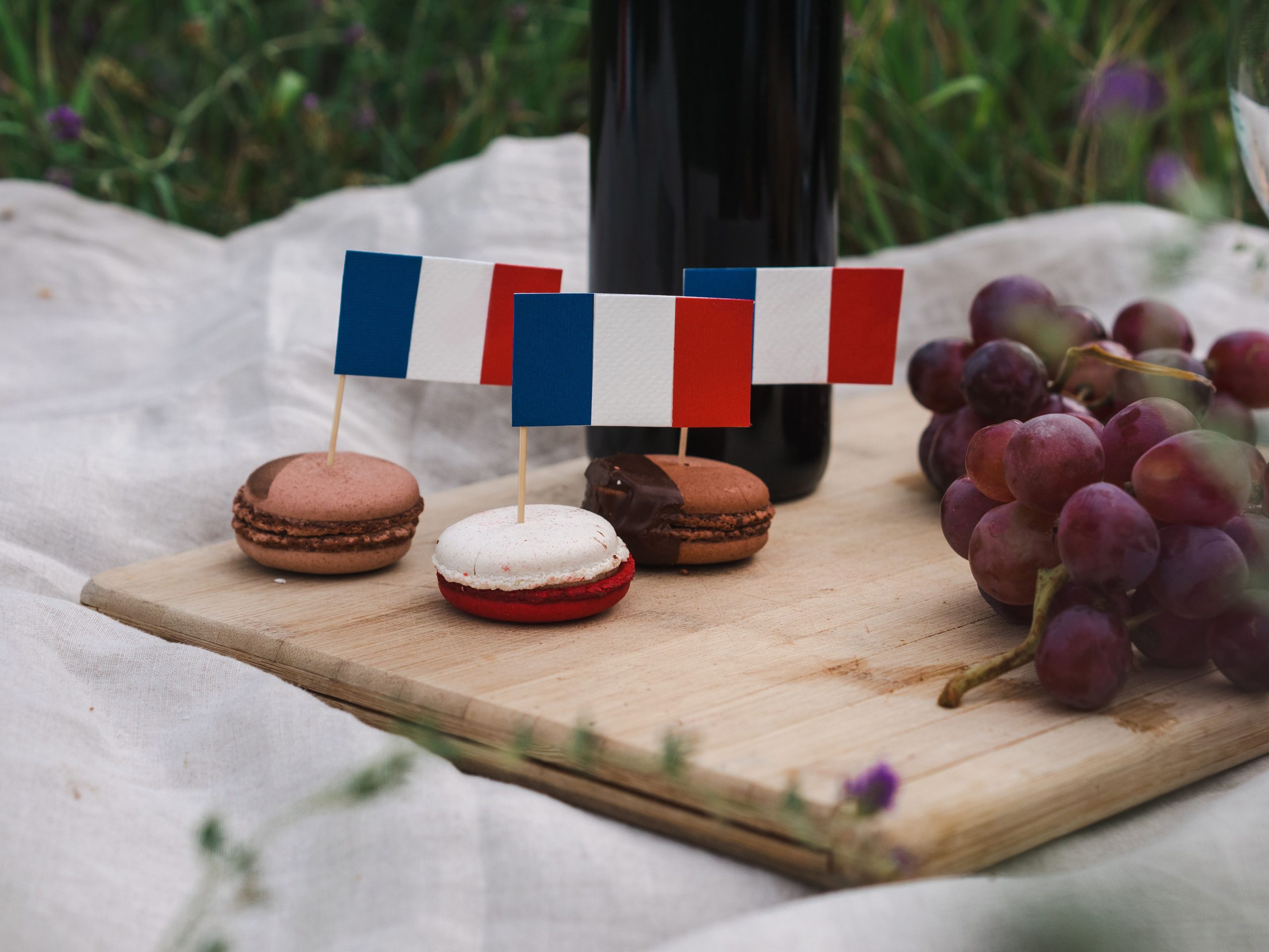 Macarons decores drapeau francais pique-nique