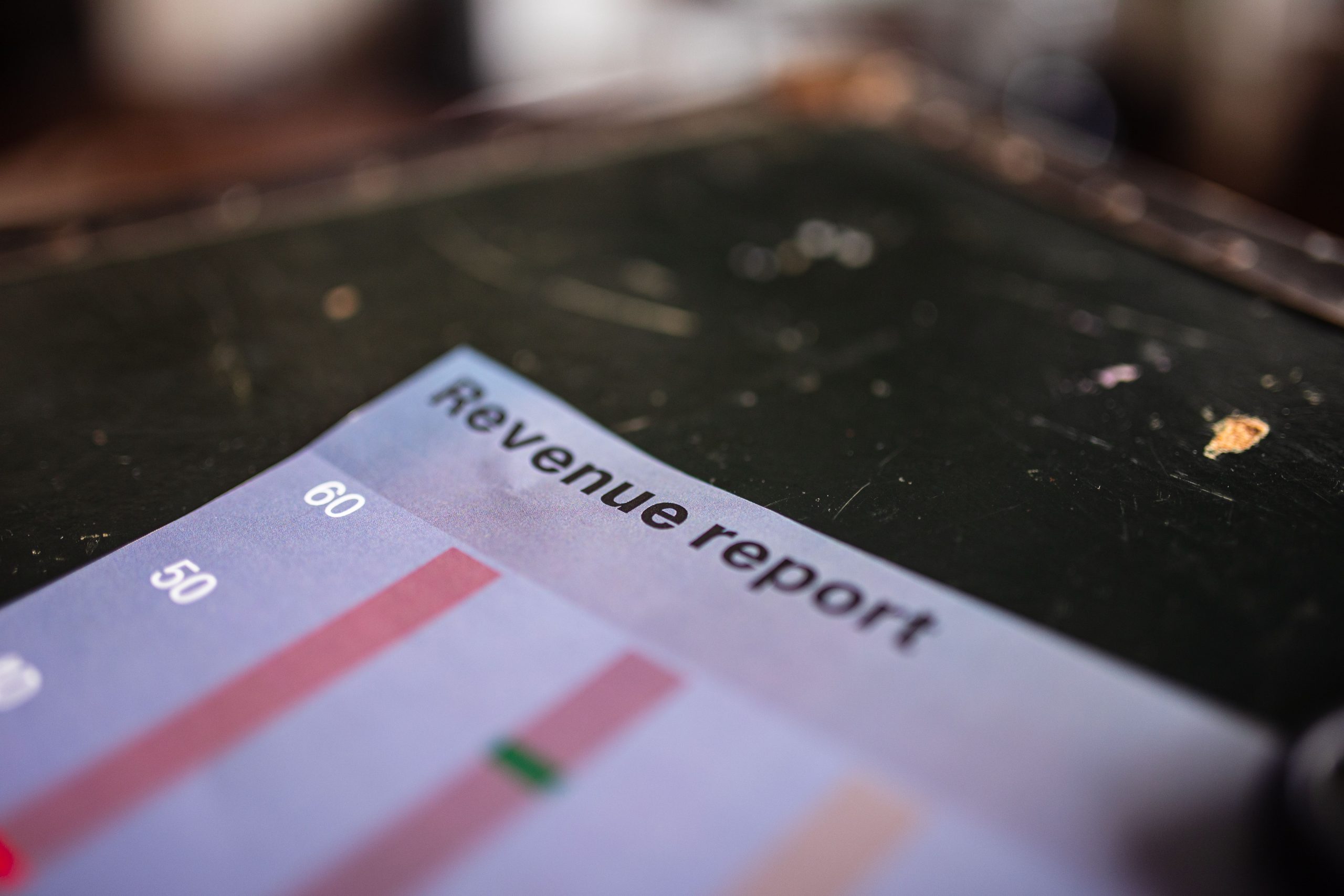 Rapport revenu graphique barres bureau