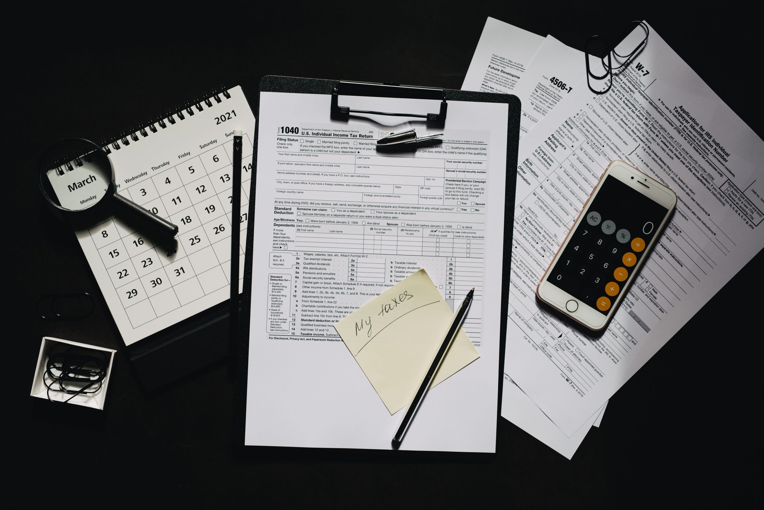 Declaration fiscale formulaires calculatrice et agenda
